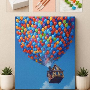Balonlarla Uçan Ev Boyama Seti